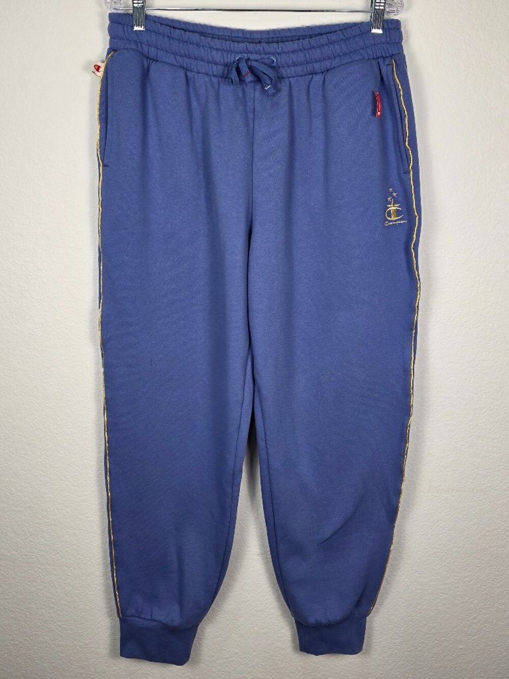 Champion Women's Fleece Jogger Sweatpants Periwinkle Blue Gold Embroidered NWOT